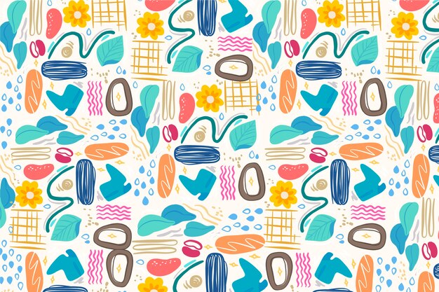 Hand drawn abstract organic shapes background