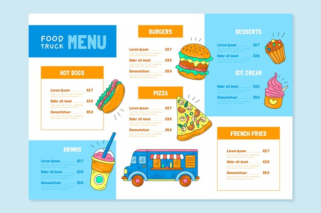 hand drawn bar horizontal menu template design