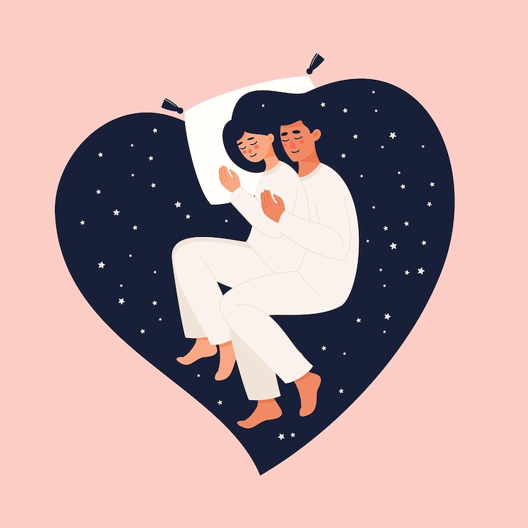 Ücretsiz Vektör hand drawn couple sleeping illustration