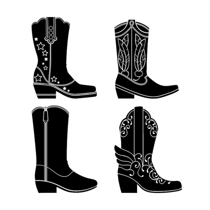 Ücretsiz Vektör hand drawn  cowboy boot silhouette