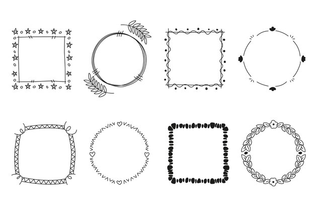 hand drawn doodle frames collection