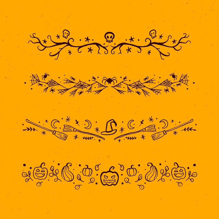 Ücretsiz Vektör hand drawn halloween borders collection