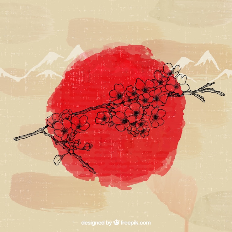 Ücretsiz Vektör hand drawn japanese cherry tree 