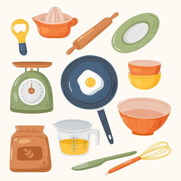 hand drawn kitchen elements