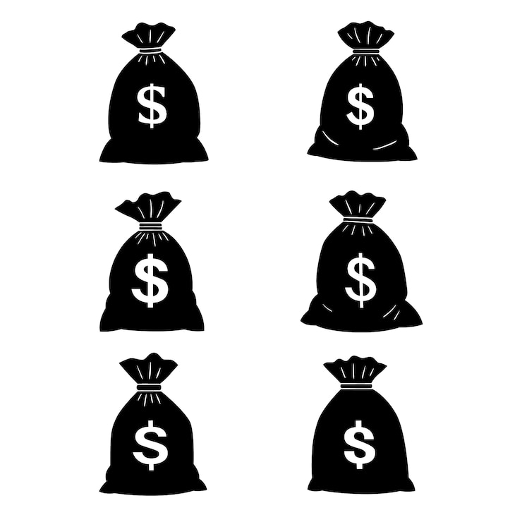 Ücretsiz Vektör hand drawn money bag silhouette