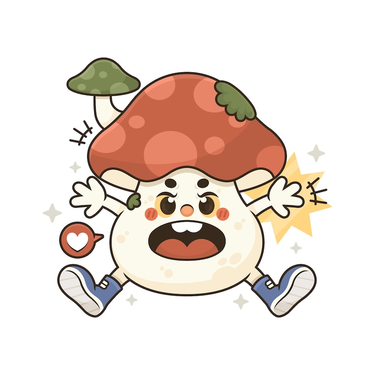 Ücretsiz Vektör hand drawn mushroom  cartoon illustration