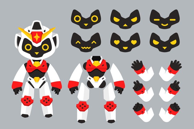 hand drawn robot character constructor illustration
