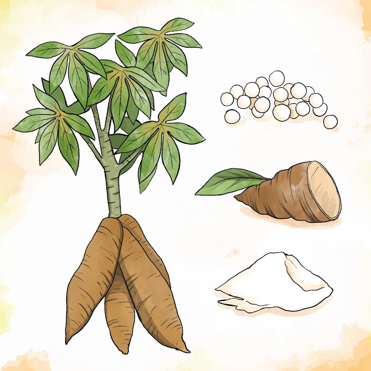 Ücretsiz Vektör hand drawn tapioca illustration set
