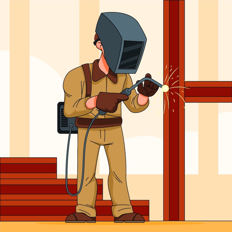 Ücretsiz Vektör hand drawn welder cartoon llustration