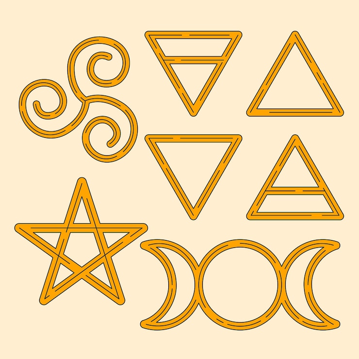 Ücretsiz Vektör hand drawn wiccan symbols