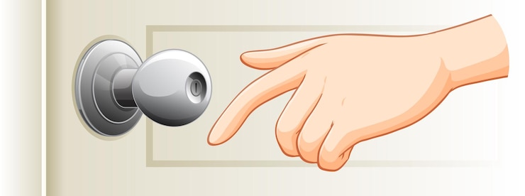 Ücretsiz Vektör hand with door knob on white background