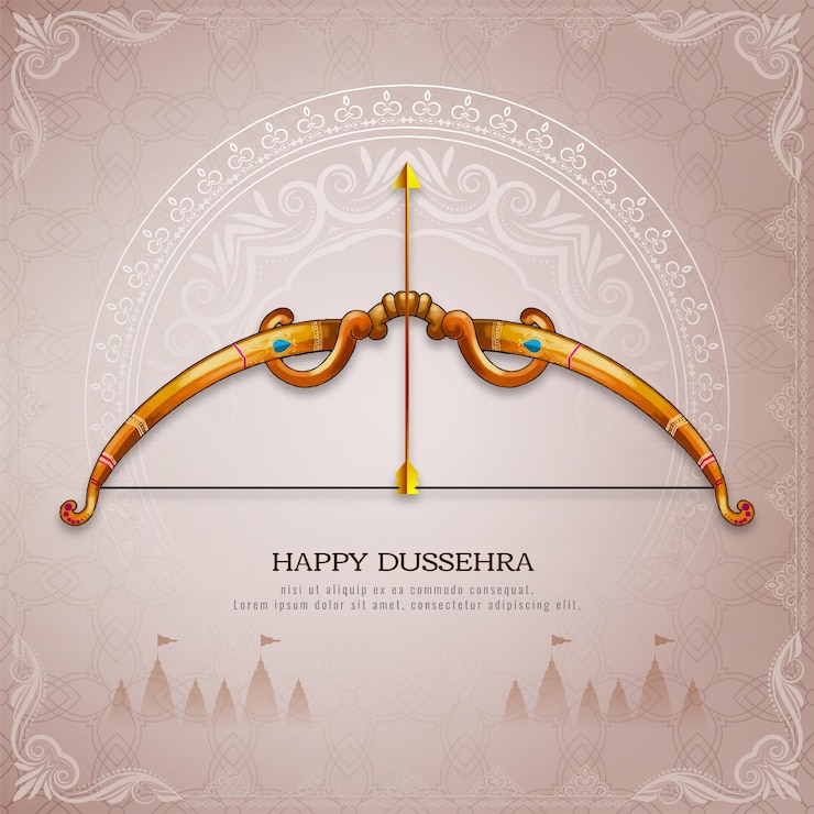 Ücretsiz Vektör happy dussehra traditional hindu festival celebration elegant greeting design