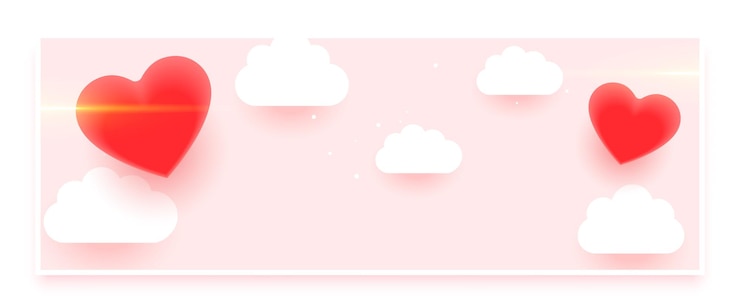 Ücretsiz Vektör happy valentines day eve wallpaper with cute heart and cloud design