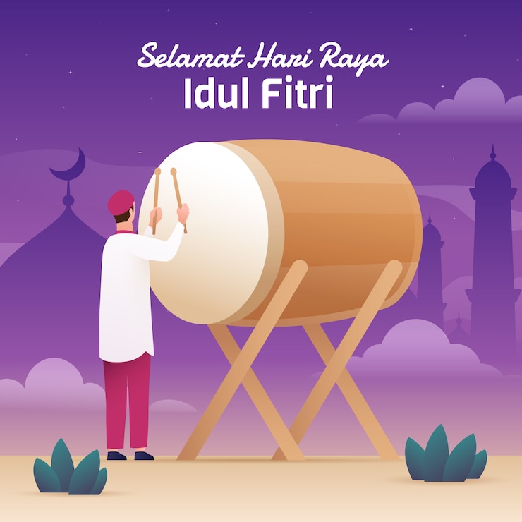 Ücretsiz Vektör hari raya idul fitri kutlaması için gradyan illüstrasyon