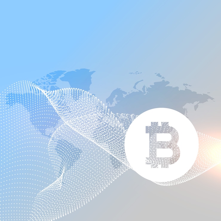 Ücretsiz Vektör haritalı bitcoin arka planı