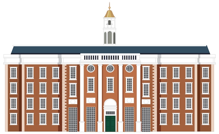 Ücretsiz Vektör harvard hall and university buildings in vector cartoon style