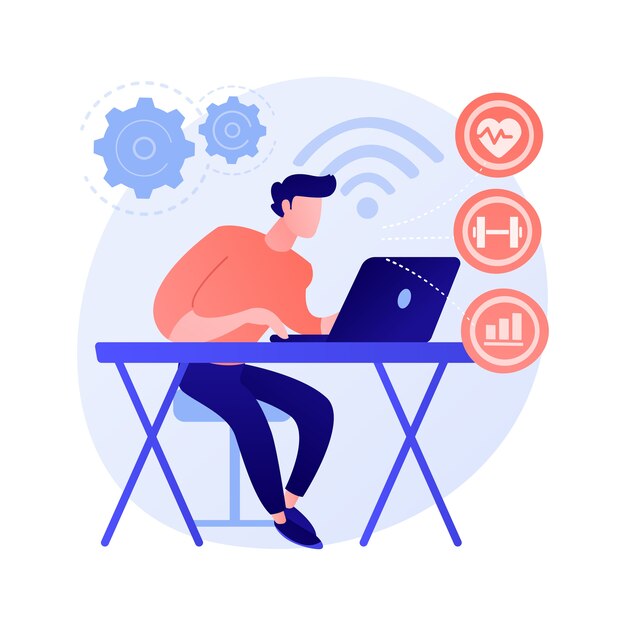 Health monitoring system. Medical stats tracking software, online doctor consultation, telemedicine service. Distance examination and consulting concept illustration