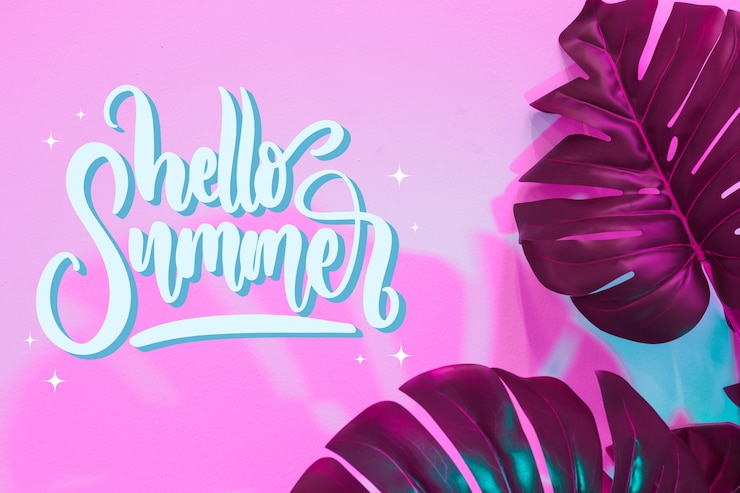 Ücretsiz Vektör hello summer lettering design