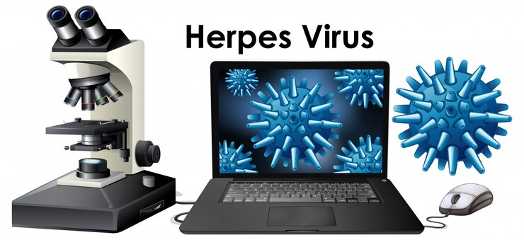 Ücretsiz Vektör herpes virüsü adlı virüsün yakın çekim izole nesnesi