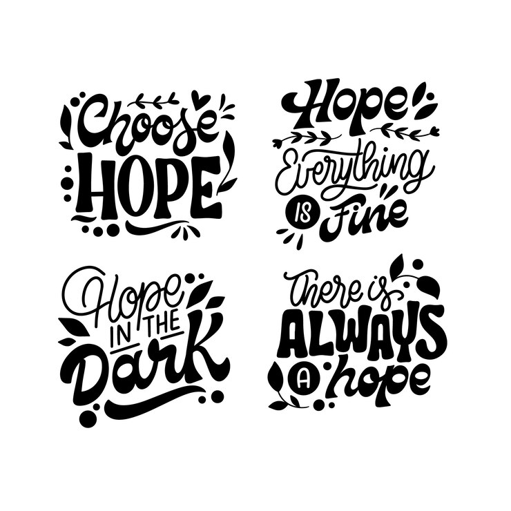 Ücretsiz Vektör hope lettering sticker set
