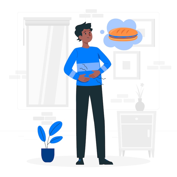 Ücretsiz Vektör hungry man concept illustration