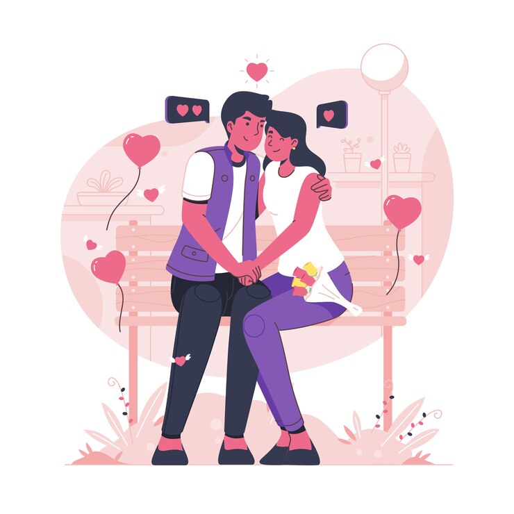 Ücretsiz Vektör illustrated couple sitting on the bench