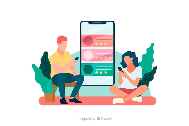 Ücretsiz Vektör illustration for landing page with reviews concept
