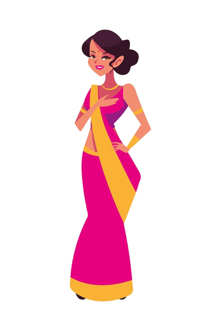 Ücretsiz Vektör indian woman portrait illustration isolated
