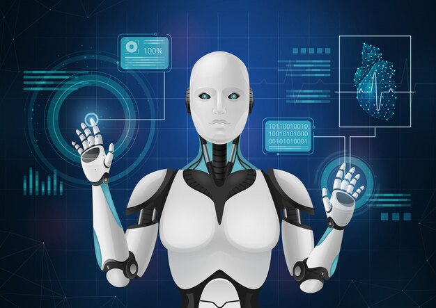innovative medicine abstract composition with android image demonstrating elements  of medical hud interface vector illustration