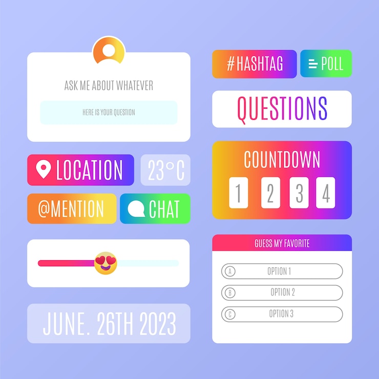 Ücretsiz Vektör instagram poll sticker set