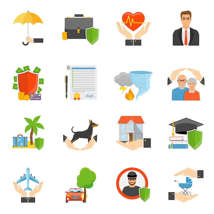 Ücretsiz Vektör insurance companies symbols flat icons set 