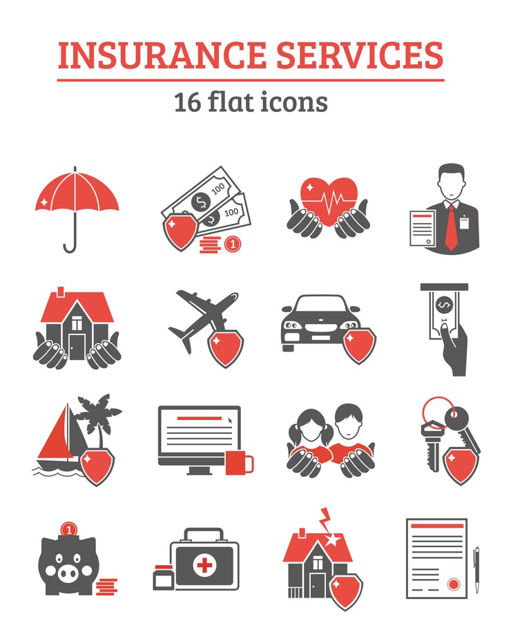 Ücretsiz Vektör insurance services icons set 