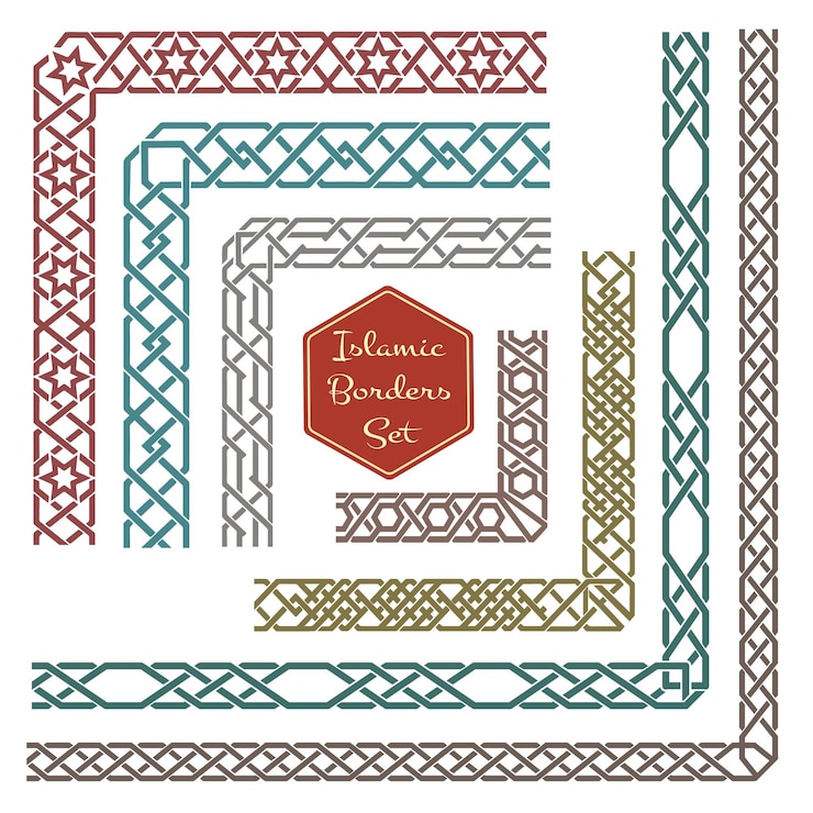 Ücretsiz Vektör islamic ornamental borders with corners. pattern border, corner pattern ornament, decorative corner border illustration