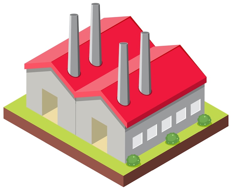 Ücretsiz Vektör isometric industrial building on white background