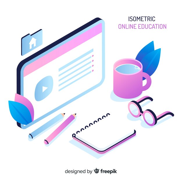 isometric online education concept
