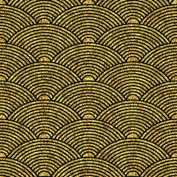 Ücretsiz Vektör japanese style wave background with gold glitter design