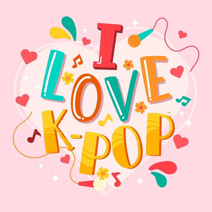 Ücretsiz Vektör k-pop müziği yazısını seviyorum