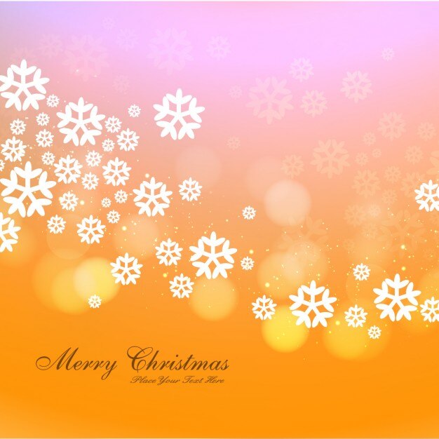 Ücretsiz Vektör kar taneleriyle bokeh noel kartı