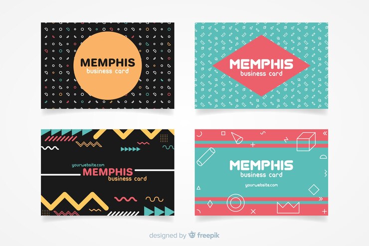Ücretsiz Vektör kartvizit şablonu memphis stili