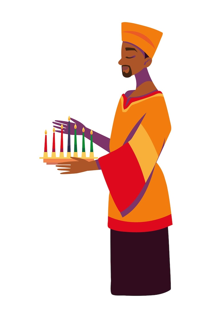Ücretsiz Vektör kinara ile kwanzaa adamı illüstrasyonu