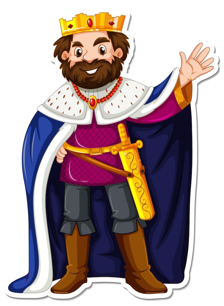 Ücretsiz Vektör king with blue robe cartoon character sticker