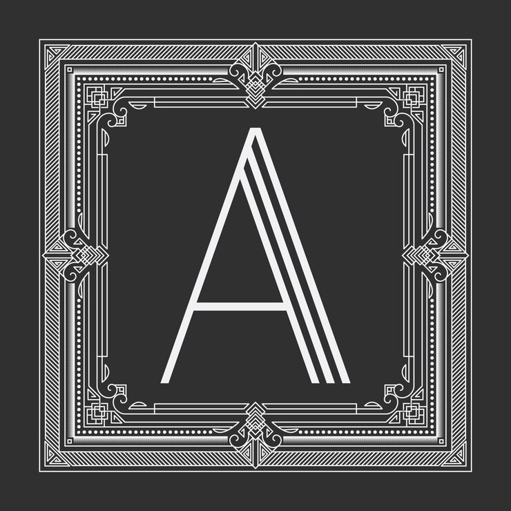 Ücretsiz Vektör koyu gri arka plan üzerinde çiçek ve geometrik monogram çerçevesi