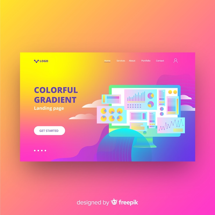Ücretsiz Vektör landing page