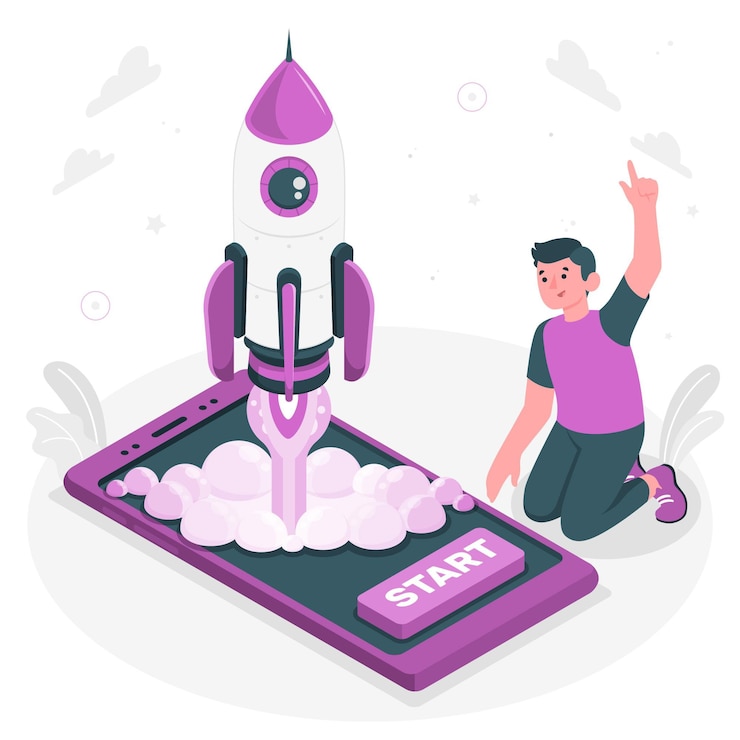 Ücretsiz Vektör launching concept illustration