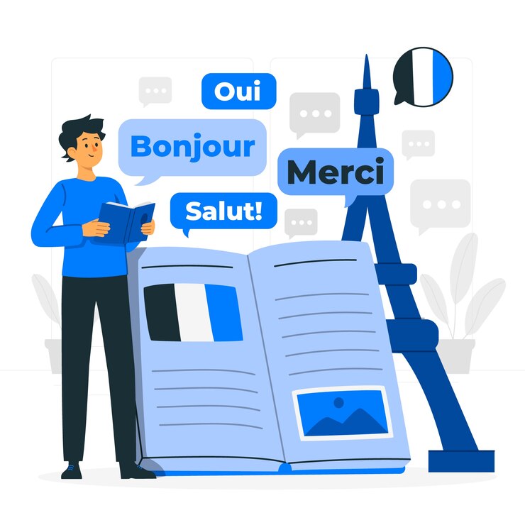 Ücretsiz Vektör learning french concept illustration