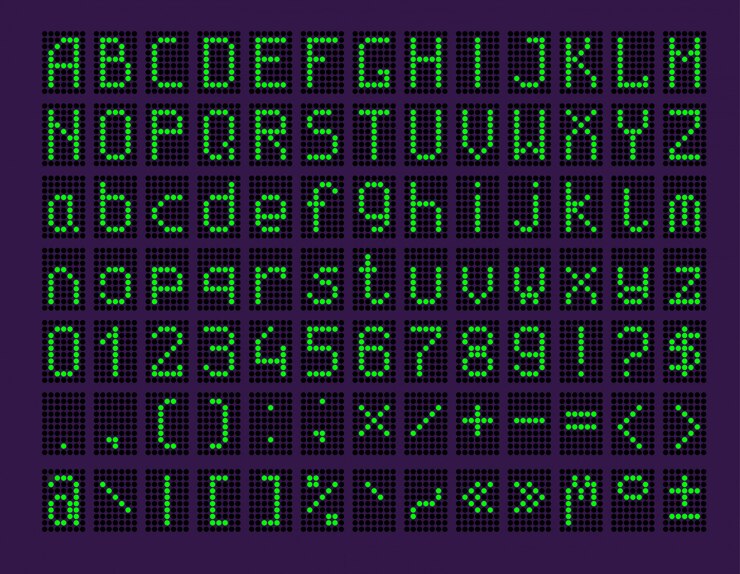 Ücretsiz Vektör led panel with alphabet and numbers