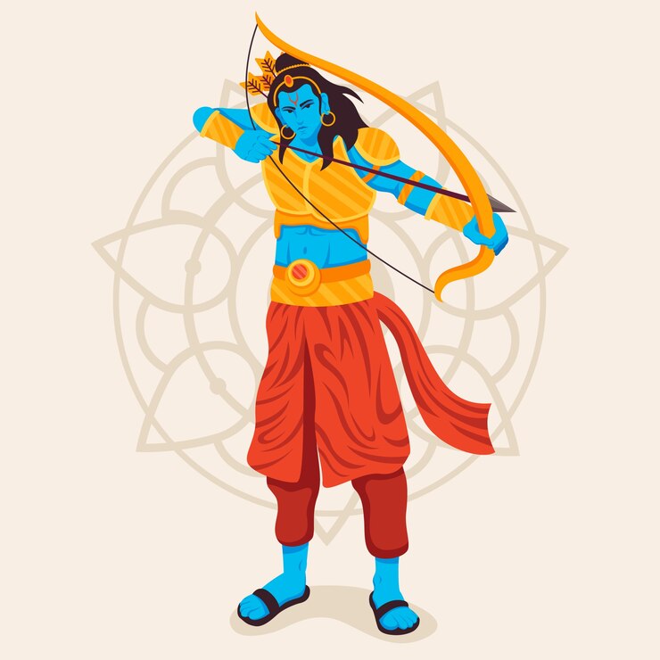 Ücretsiz Vektör lord rama altın yayı ve oku kullanıyor