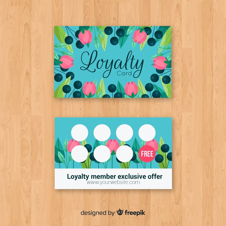Ücretsiz Vektör lovely floral loyalty card with modern style
