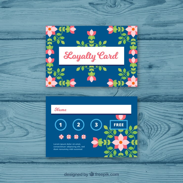 Ücretsiz Vektör lovely loyalty card template with floral design