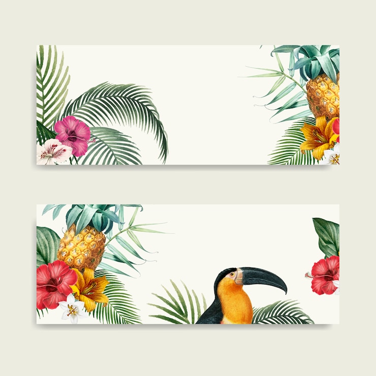Ücretsiz Vektör macaw foliage mockup collection